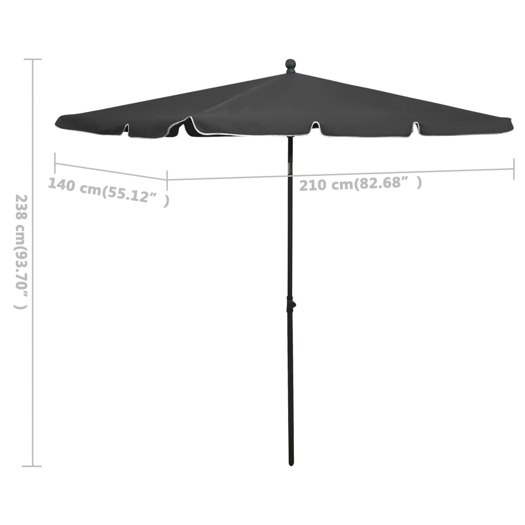 Ombrellone da Giardino con Palo 210x140 cm Antracite - homemem39