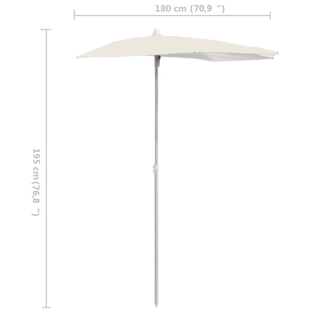 Ombrellone Semicircolare da Giardino con Palo 180x90 cm Sabbia
