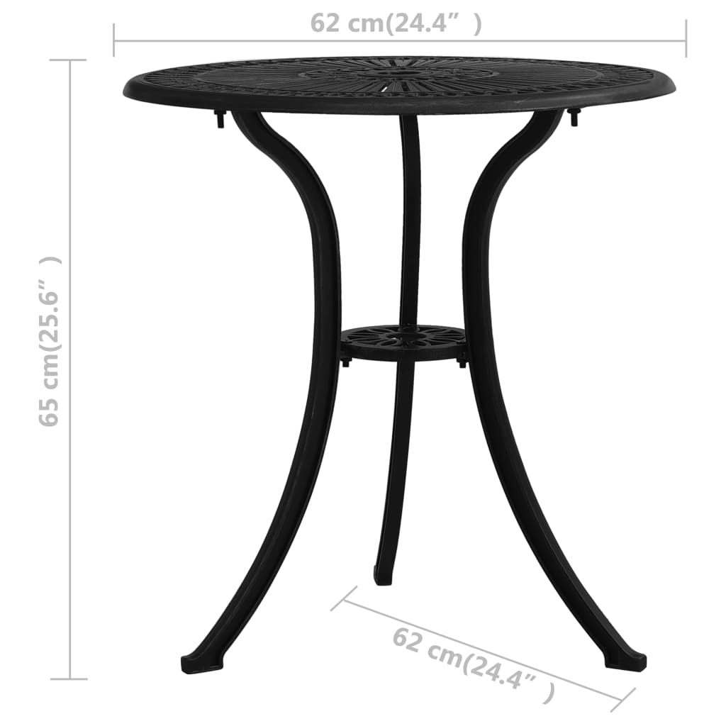 Set da Bistrot 3 pz in Alluminio Pressofuso Nero