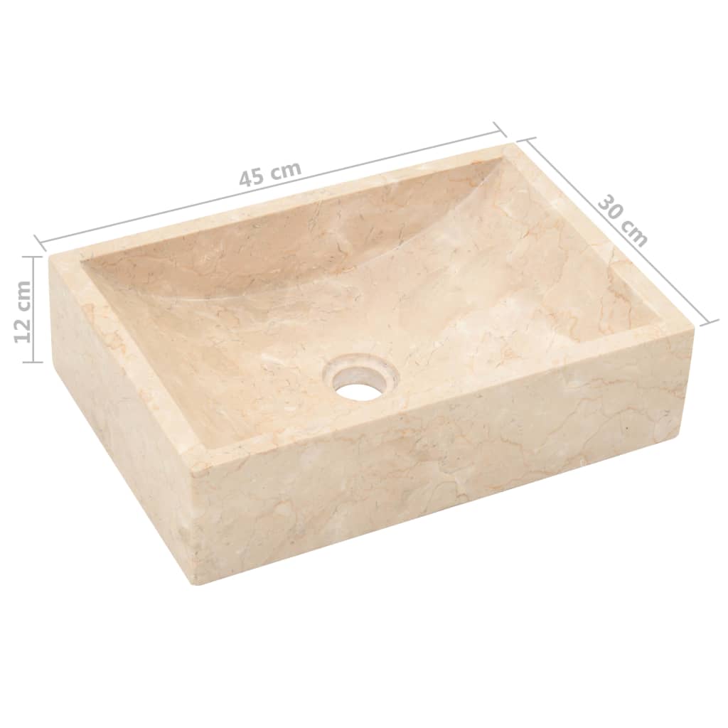 Armadietto da Bagno in Legno di Teak con Lavabo in Marmo Crema | homemem39