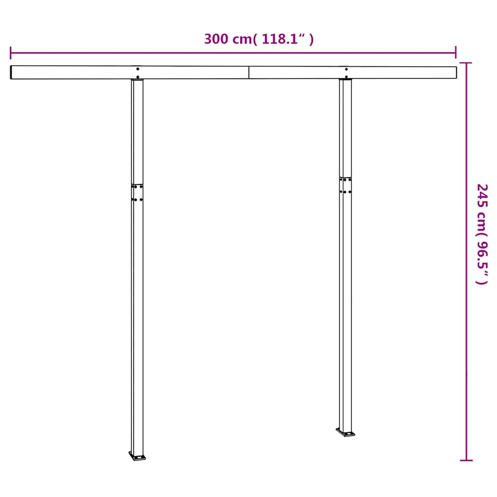 Set Pali per Tenda da Sole Antracite 300x245 cm Ferro - homemem39