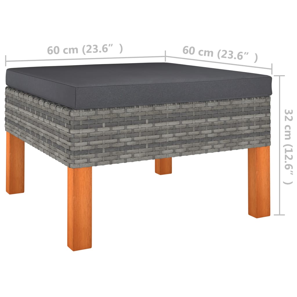 Set di Divani da Giardino 3 pz Polyrattan Massello di Eucalipto | homemem39