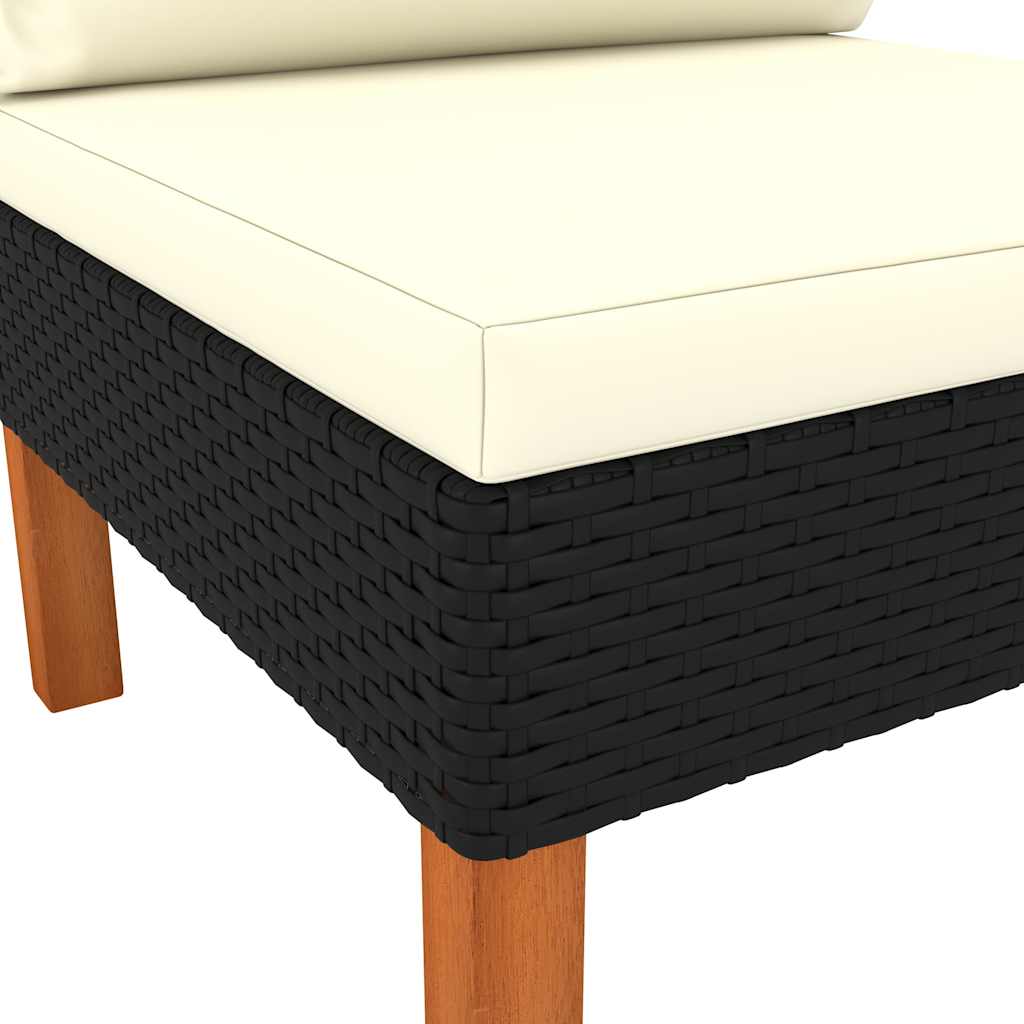 Set di Divani da Giardino 3 pz Polyrattan Massello di Eucalipto | homemem39