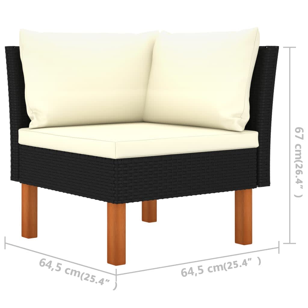Set di Divani da Giardino 3 pz Polyrattan Massello di Eucalipto | homemem39