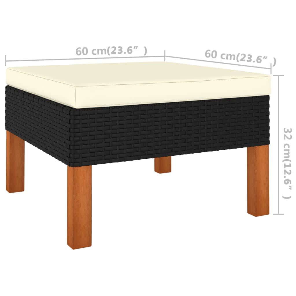 Set di Divani da Giardino 3 pz Polyrattan Massello di Eucalipto | homemem39