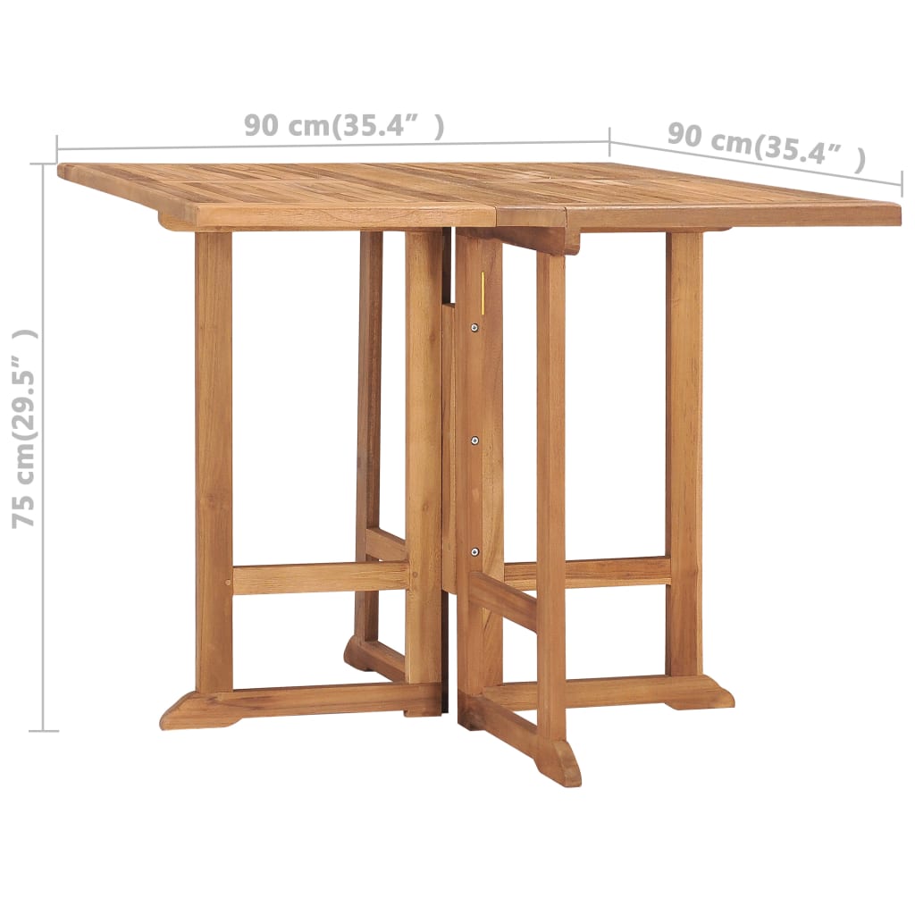 Tavolo da Giardino Pieghevole 90x90x75 cm in Massello di Teak | homemem39