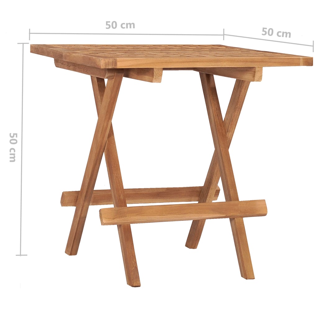 Tavolo da Giardino Pieghevole 50x50x50 cm in Massello di Teak | homemem39