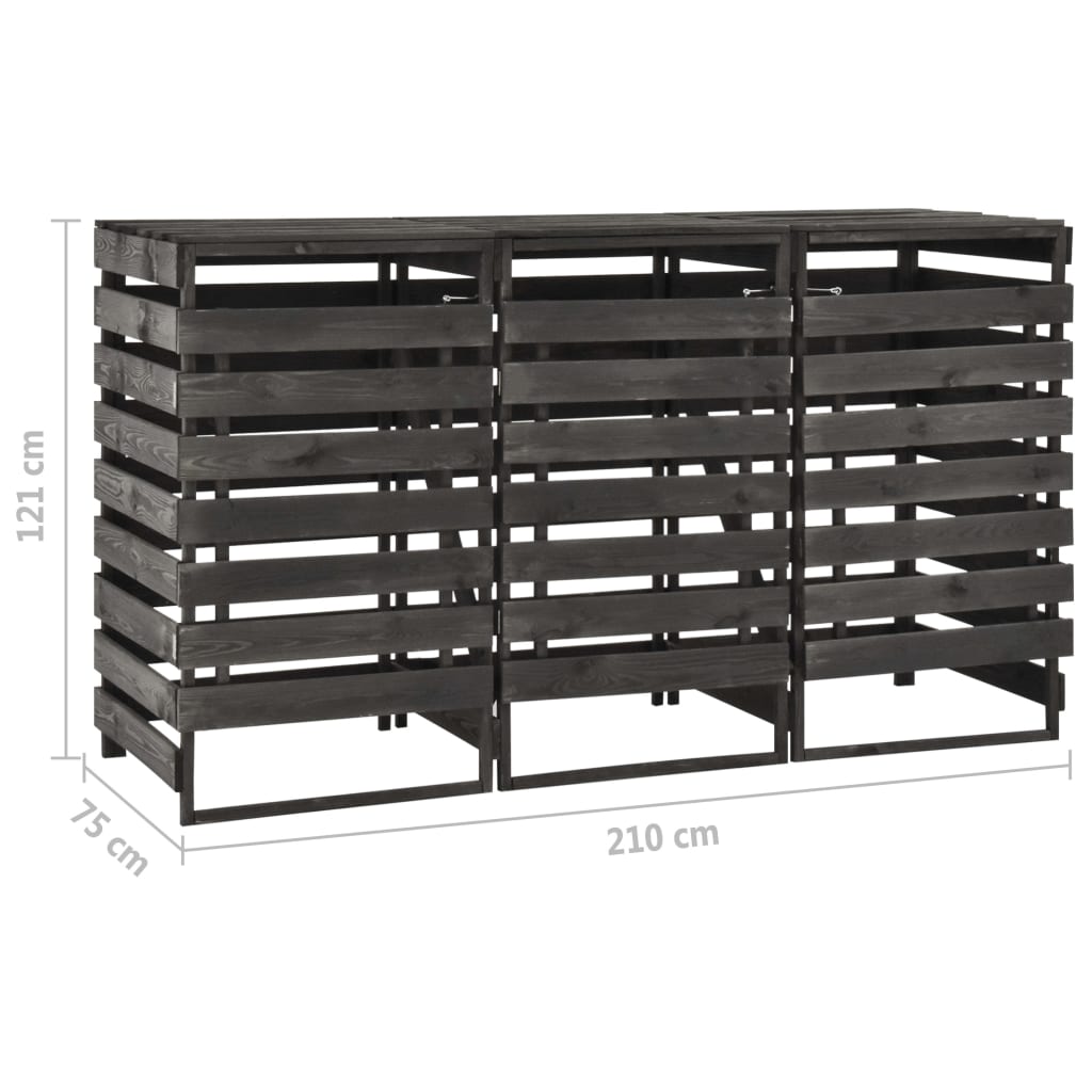 Copribidone Triplo 210x75x121 cm in Legno di Pino Verniciato - homemem39