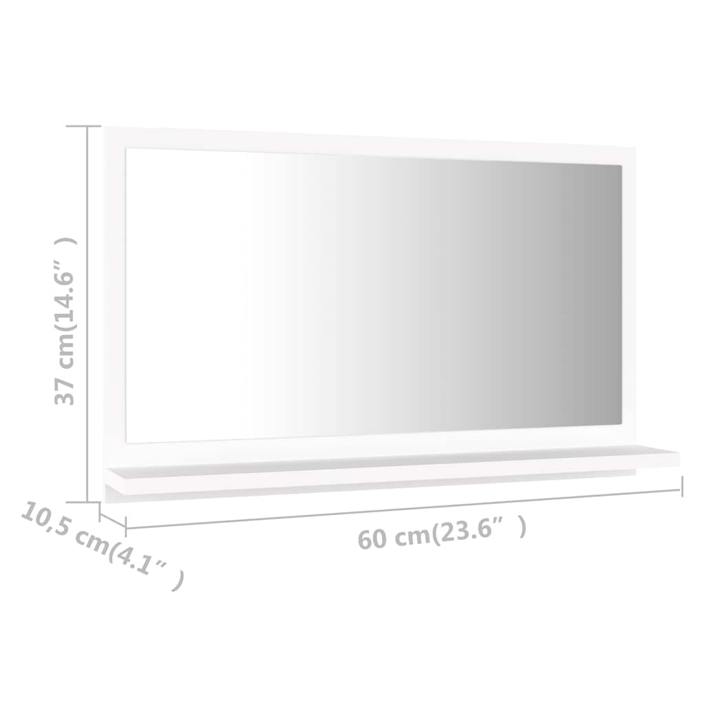 Specchio da Bagno Bianco 60x10,5x37 cm in Legno Multistrato | homemem39