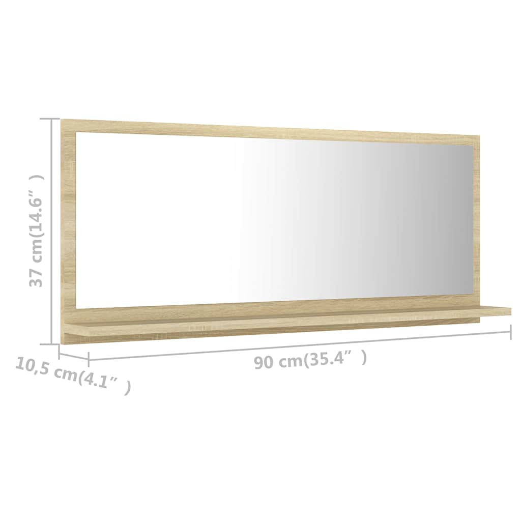 Specchio da Bagno Rovere Sonoma 90x10,5x37 cm Legno Multistrato