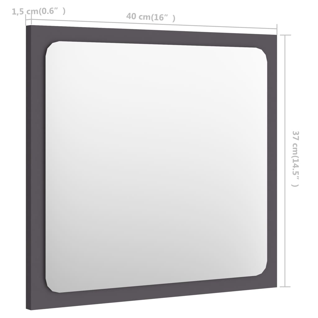 Specchio da Bagno Grigio 40x1,5x37 cm in Legno Multistrato | homemem39