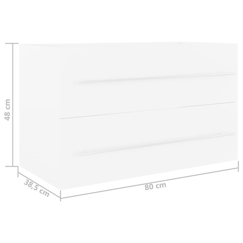 Mobile Lavabo Bianco 80x38,5x48 cm in Legno Multistrato | homemem39