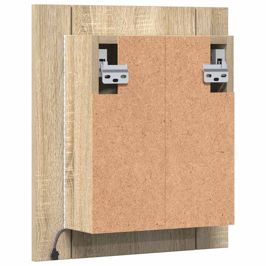 Armadietto a Specchio con Luci LED Rovere Sonoma in Acrilico | homemem39