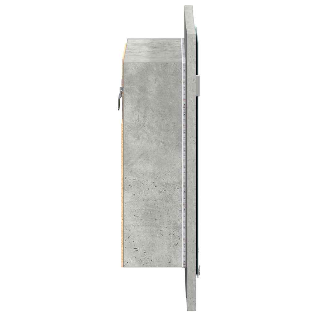 Armadietto a Specchio con Luci LED Grigio Cemento in Acrilico
