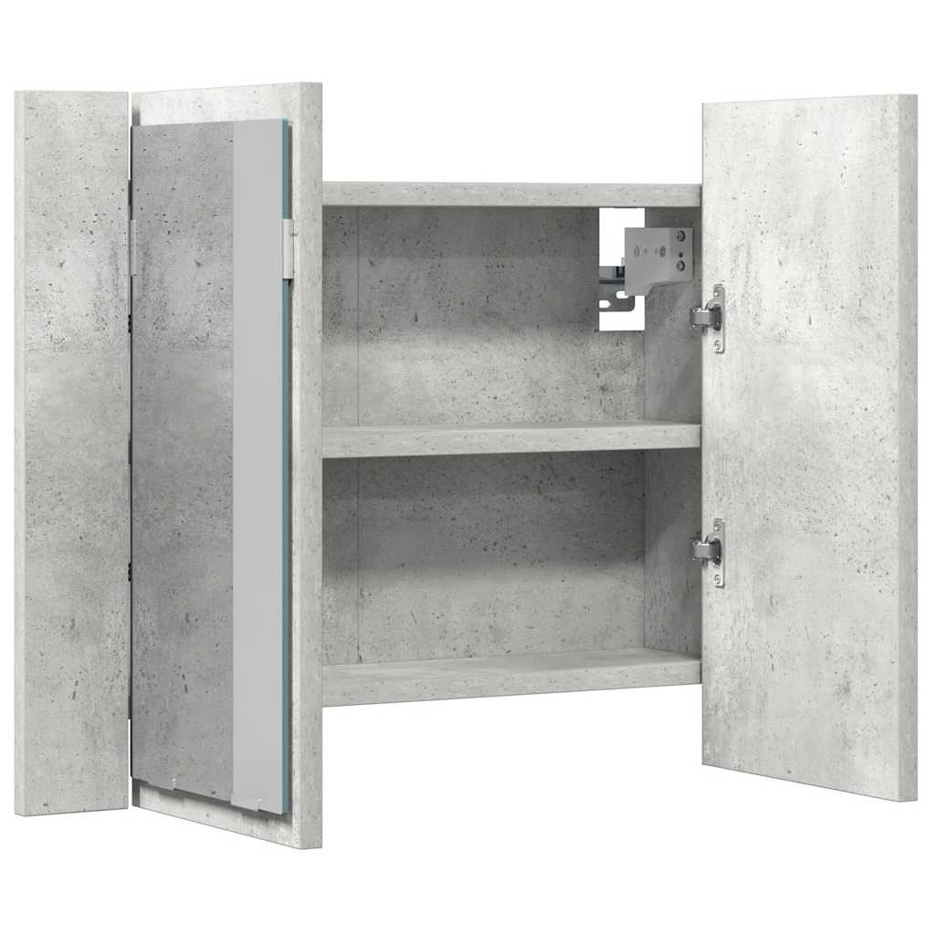 Armadietto a Specchio con Luci LED Grigio Cemento in Acrilico | homemem39