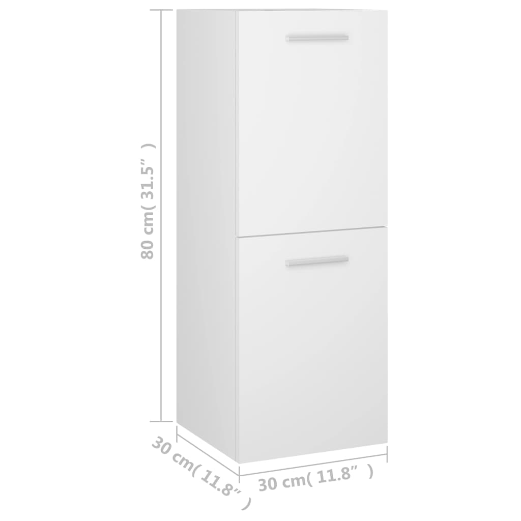 Armadio da Bagno Bianco 30x30x80 cm in Legno Multistrato | homemem39