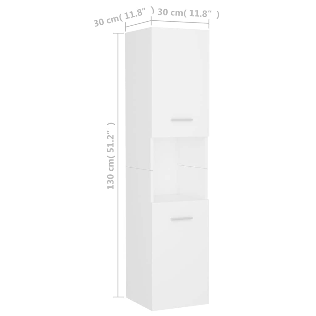Mobile da Bagno Bianco 30x30x130 cm in Legno Multistrato | homemem39