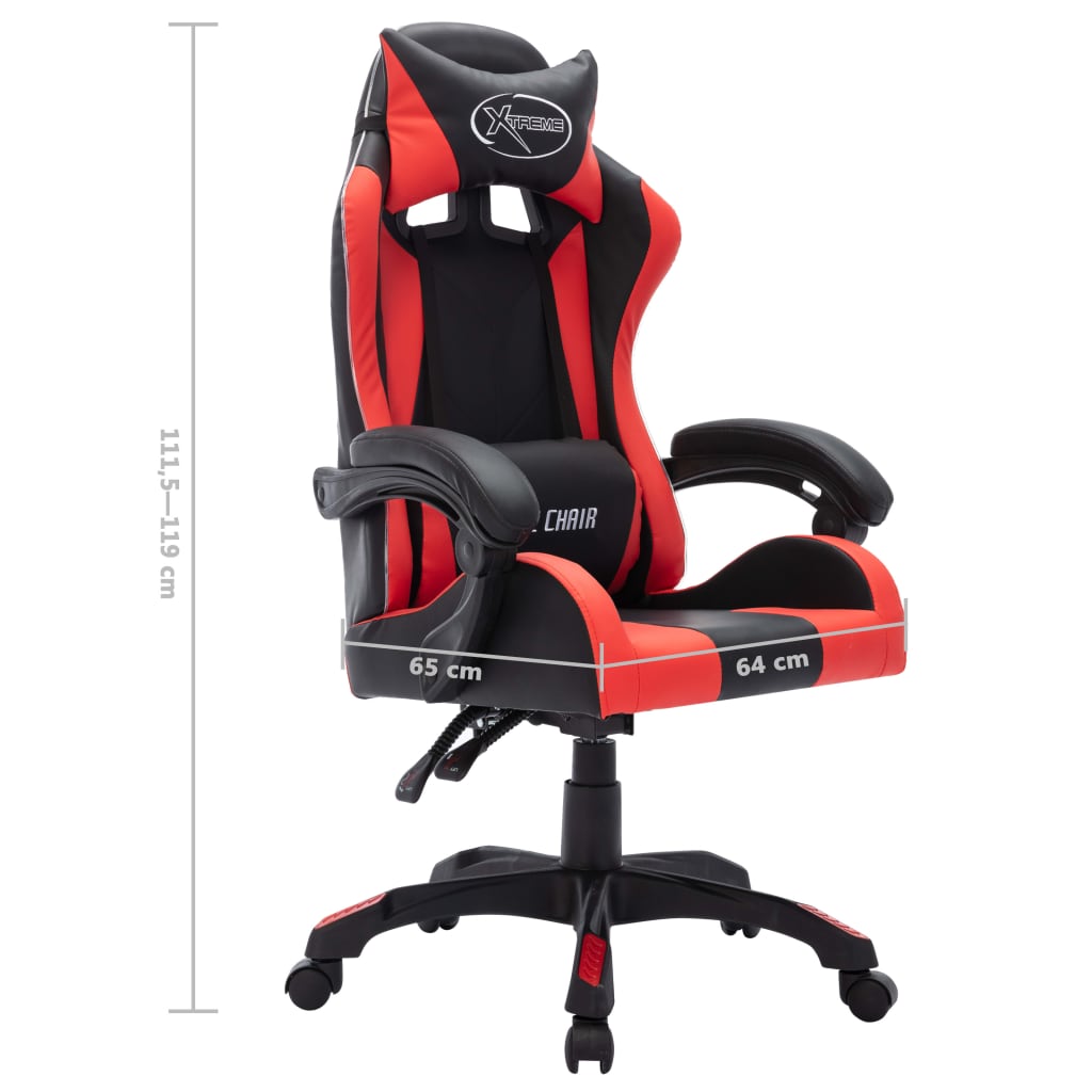 Sedia da Gaming con Luci a LED RGB Rossa e Nera in Similpelle | homemem39
