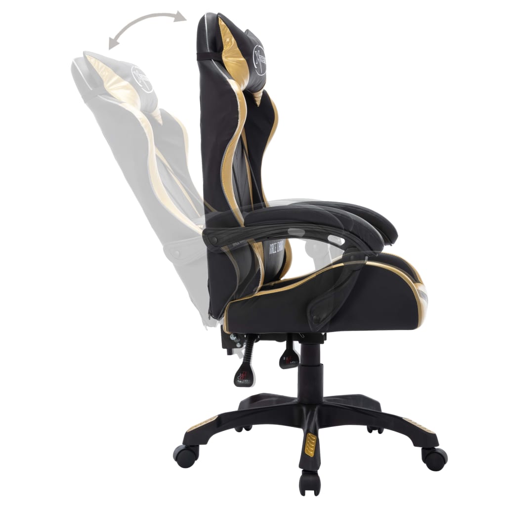 Sedia da Gaming con Luci a LED RGB Oro e Nera in Similpelle | homemem39