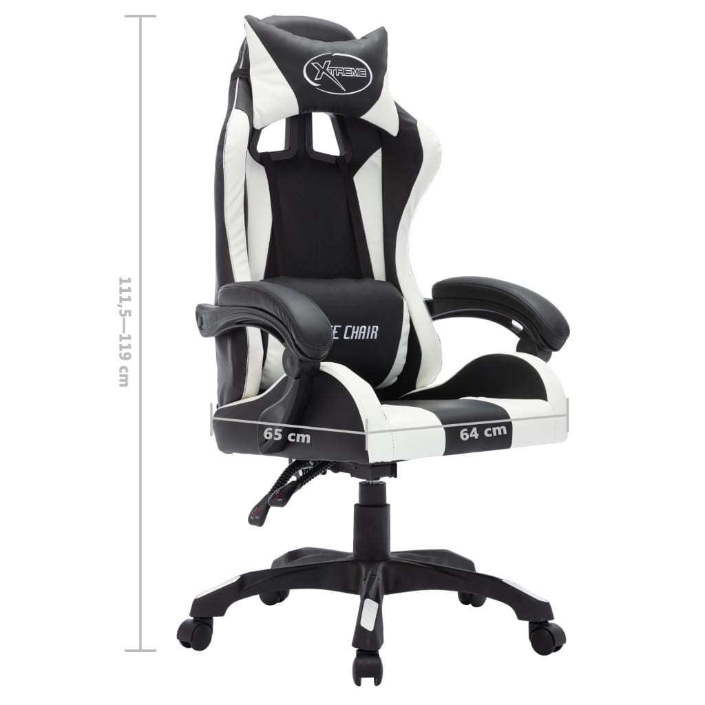 Sedia da Gaming con Luci a LED RGB Bianca e Nera in Similpelle | homemem39