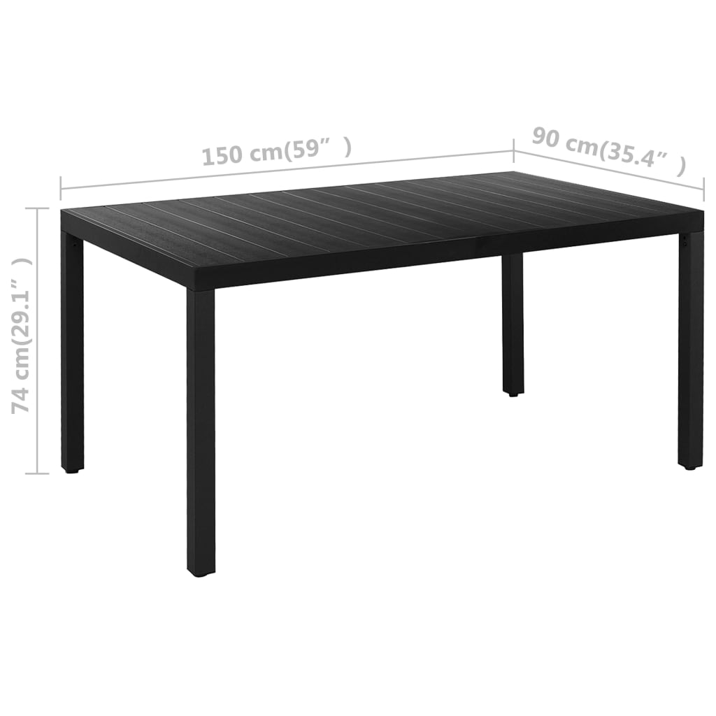 Set da Pranzo da Giardino 7 pz Nero e Marrone | homemem39