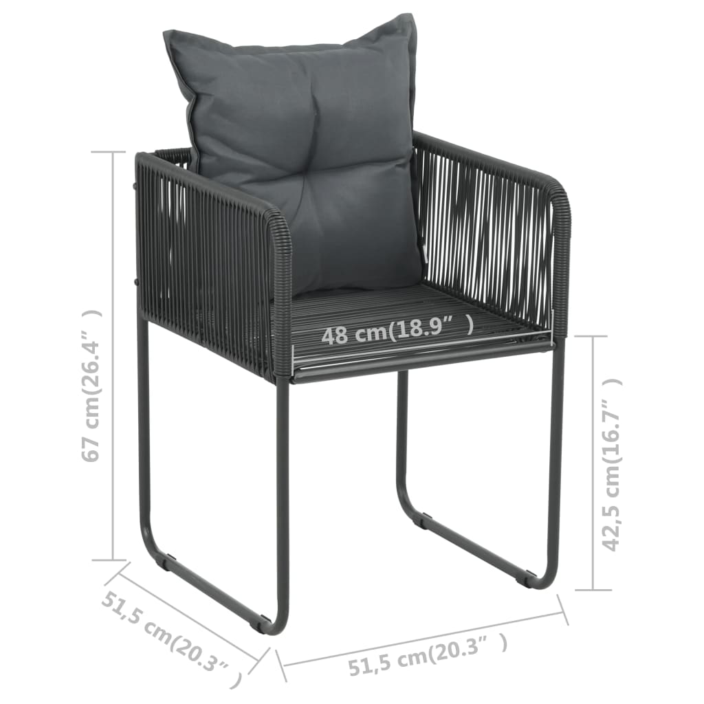 Set da Pranzo da Giardino 7 pz in Rattan PVC Nero - homemem39