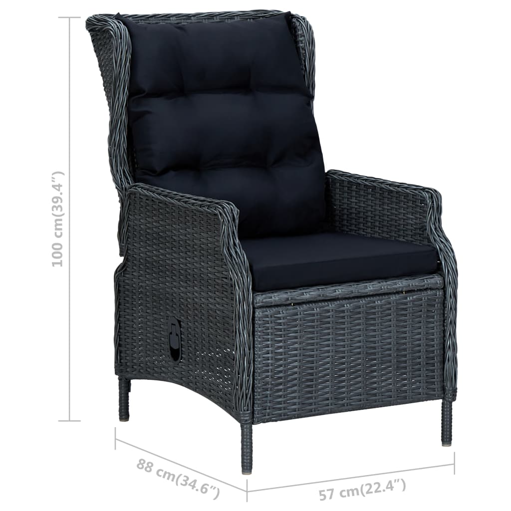Set da Pranzo Giardino 9 pz con Cuscini Polyrattan Grigio Scuro | homemem39