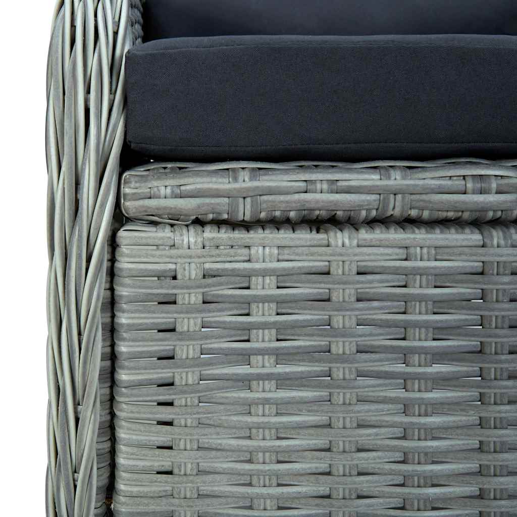Set Pranzo da Giardino 9pz con Cuscini Polyrattan Grigio Chiaro