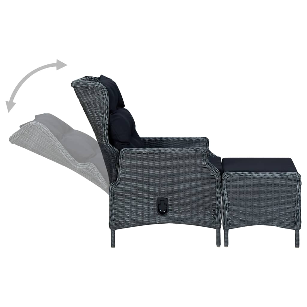 Set da Pranzo da Giardino 9pz e Cuscini Polyrattan Grigio Scuro | homemem39