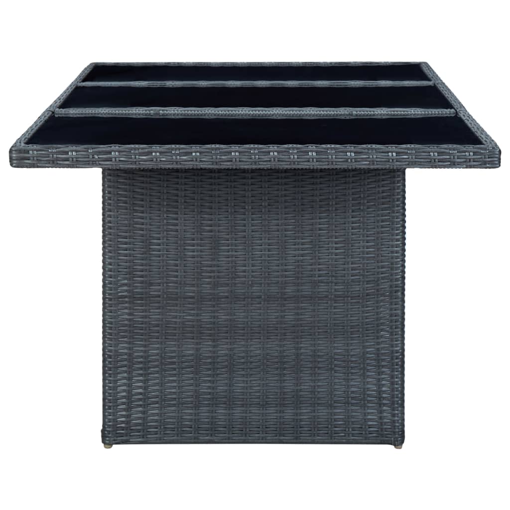 Set Pranzo da Giardino 7 pz con Cuscini Polyrattan Grigio Scuro | homemem39