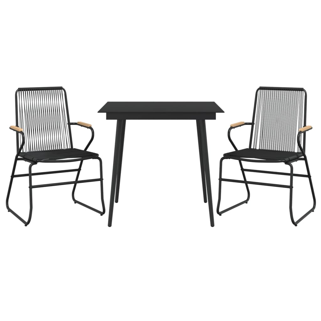 Set da Pranzo da Giardino 3 pz Nero in Rattan PVC | homemem39