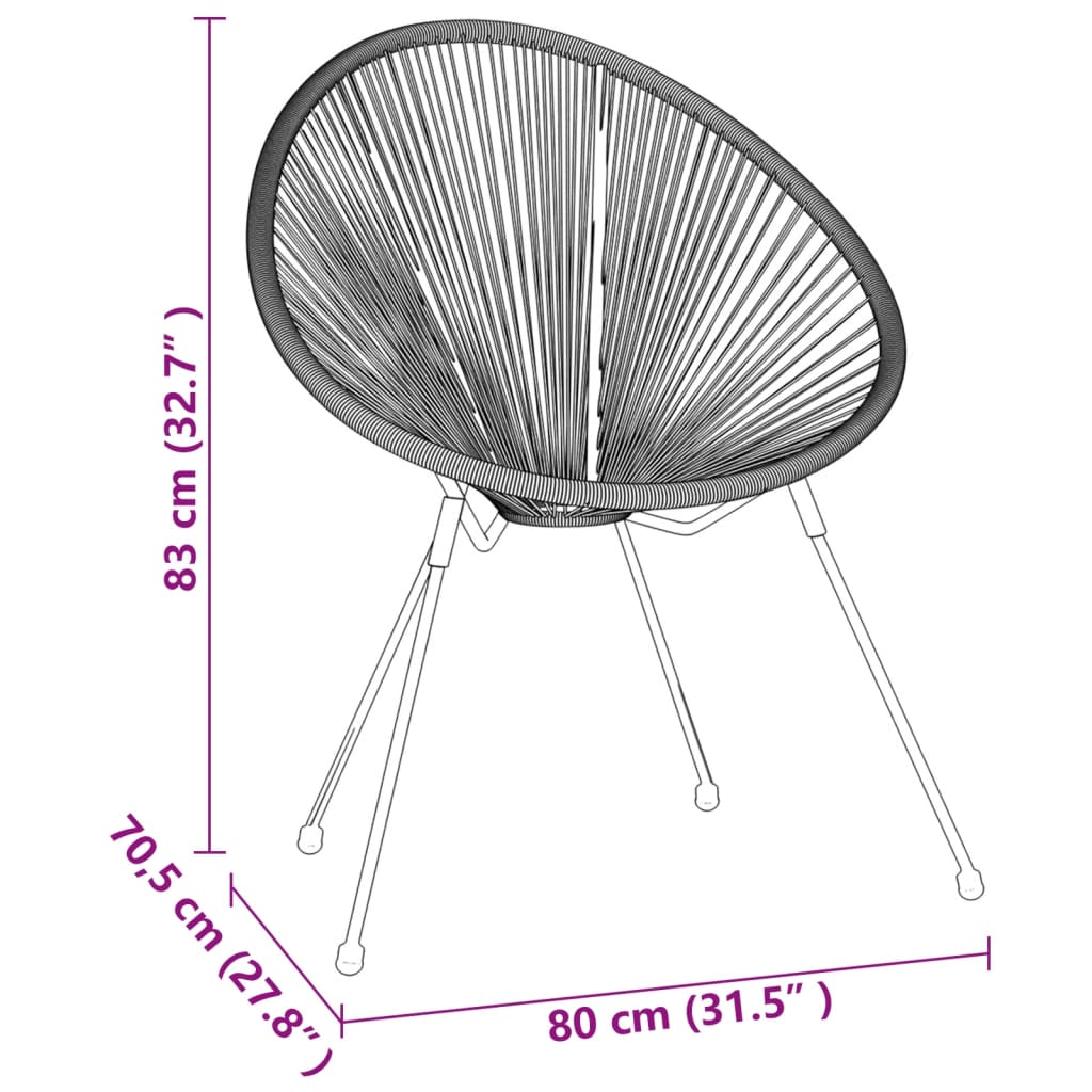 Set da Pranzo per Giardino 5 pz in Rattan PVC Nero | homemem39