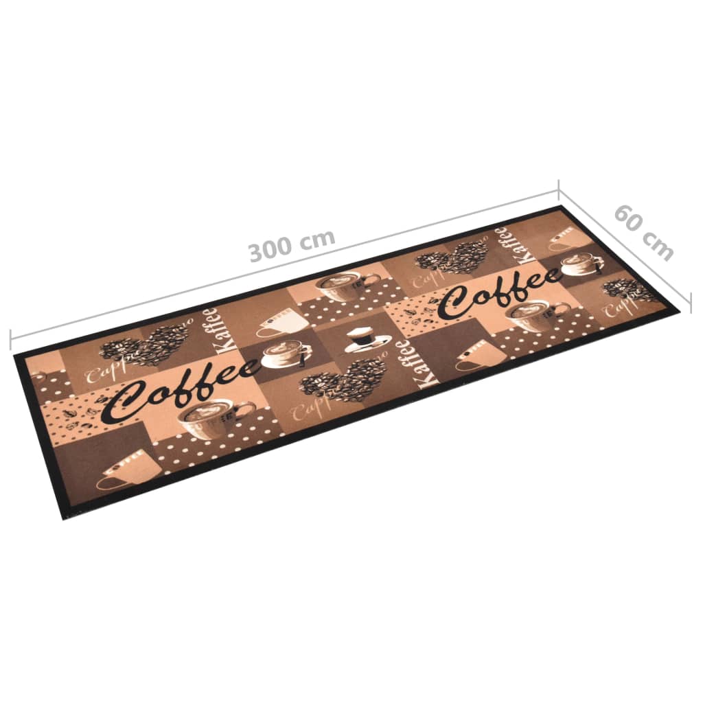 Tappetino da Cucina Lavabile Caffè Marrone 60x300 cm - homemem39