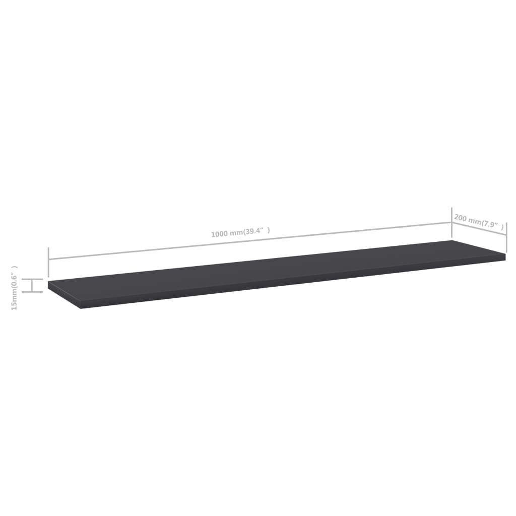 Ripiani per Libreria 4pz Grigi 100x20x1,5cm Legno Multistrato | homemem39