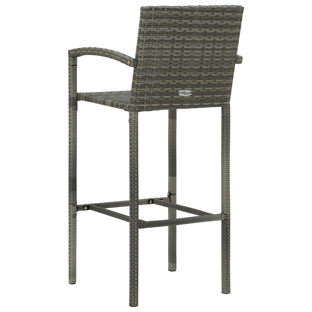 Set Bar da Giardino 3 pz in Polyrattan Grigio | homemem39