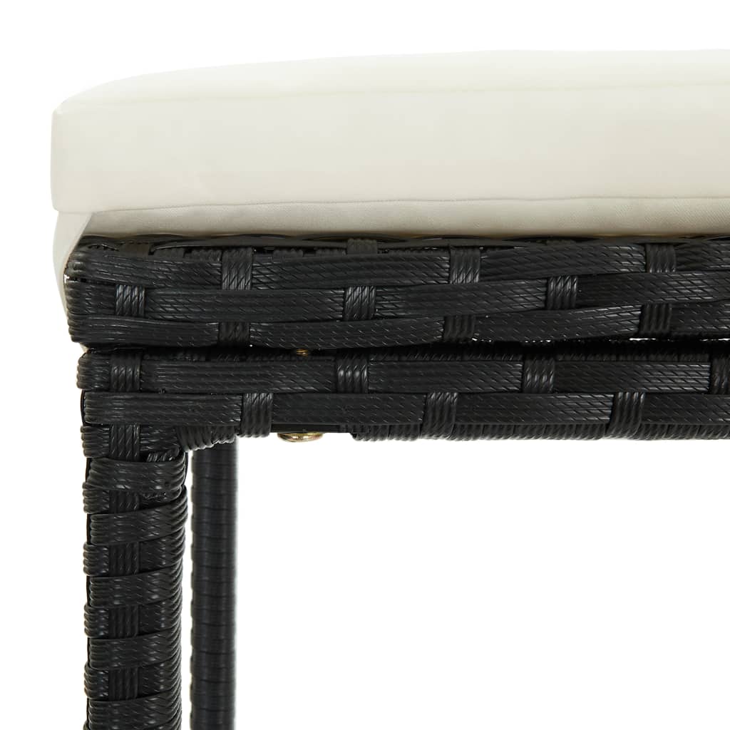 Set Bar da Giardino 3 pz con Cuscini Polyrattan Nero | homemem39