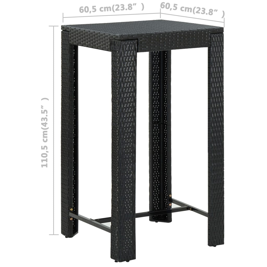 Set Bar da Giardino 5 pz con Cuscini Polyrattan Nero | homemem39