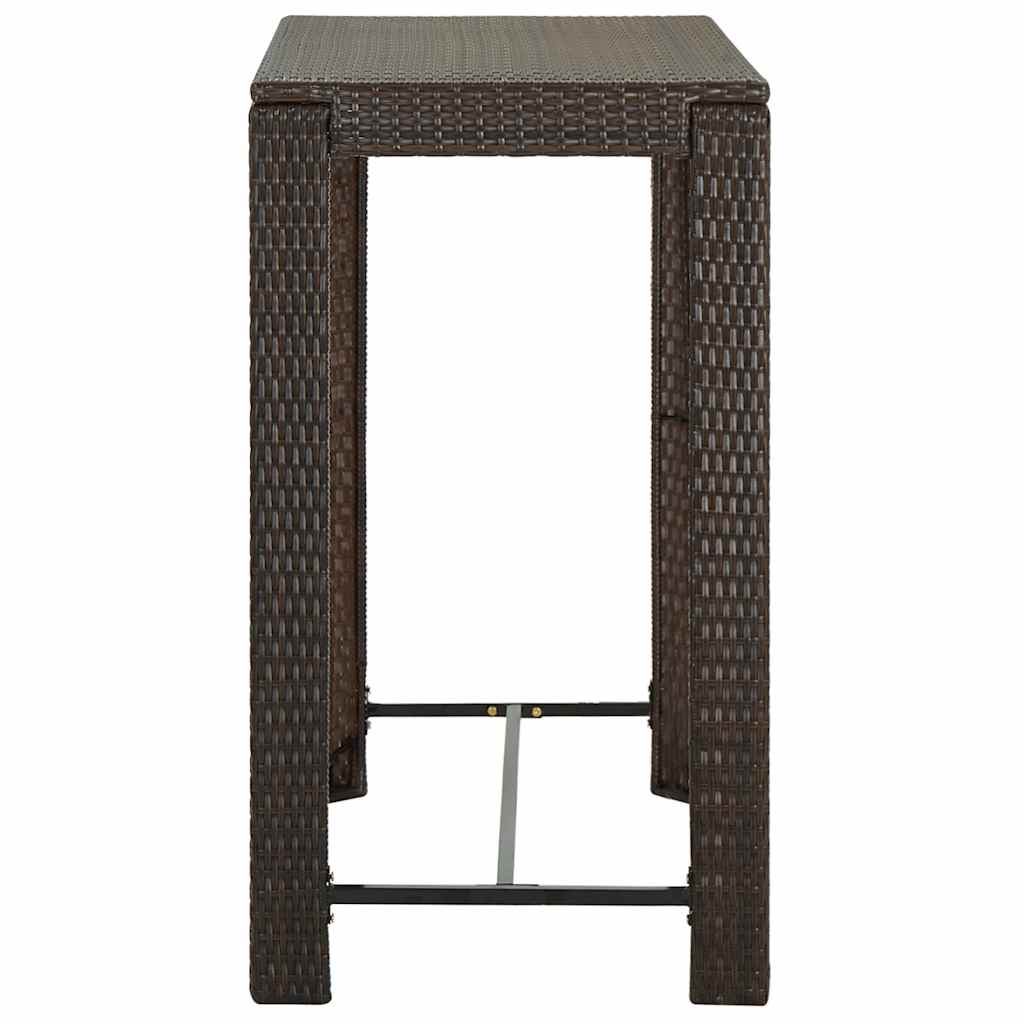 Set Bar da Giardino 5 pz con Braccioli in Polyrattan Marrone