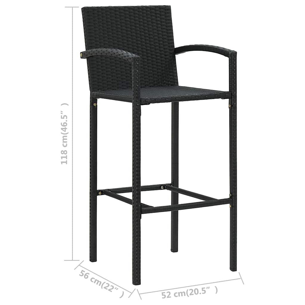 Set Bar da Giardino 5 pz con Braccioli in Polyrattan Nero | homemem39