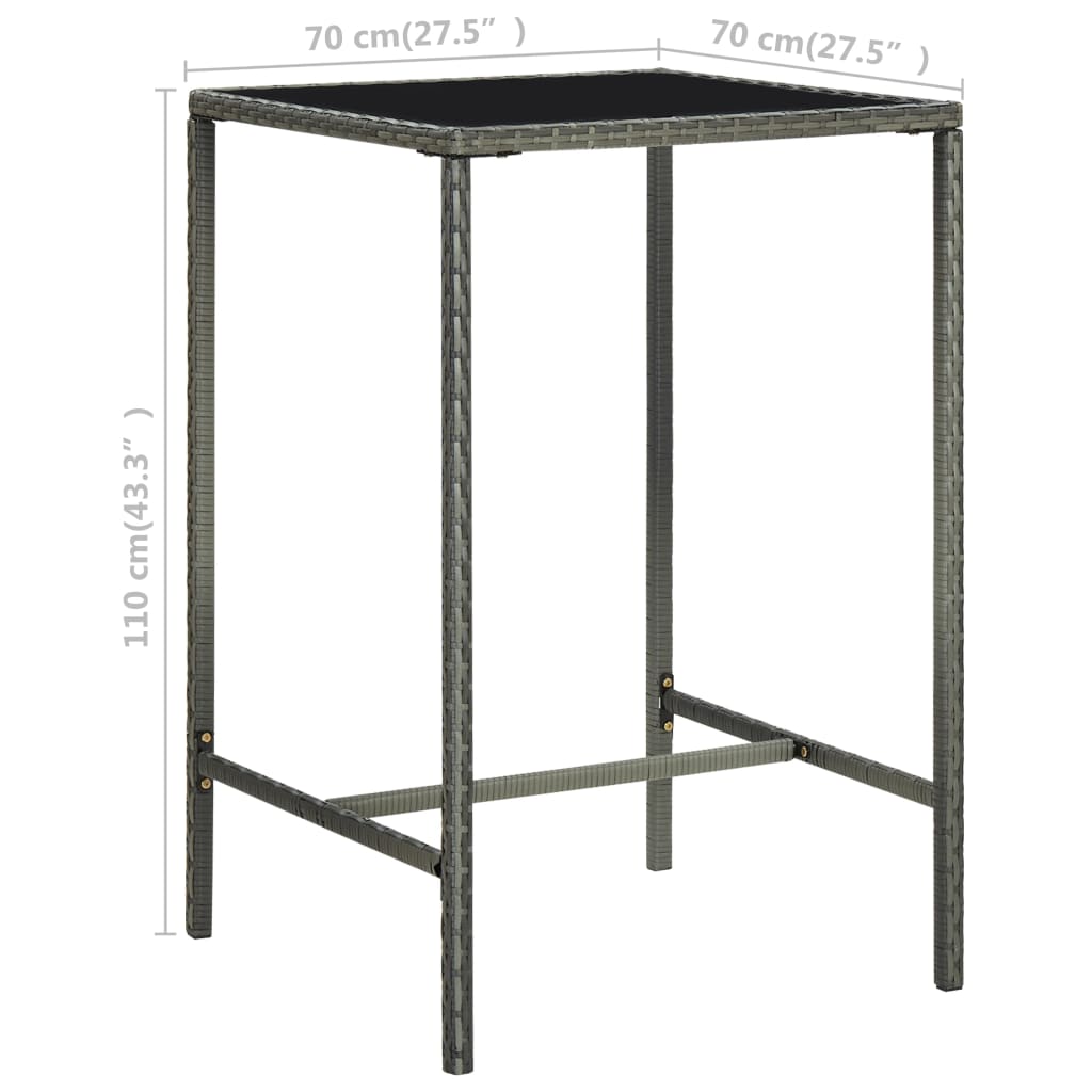 Set da Bar da Giardino 3 pz con Cuscini in Polyrattan Grigio - homemem39