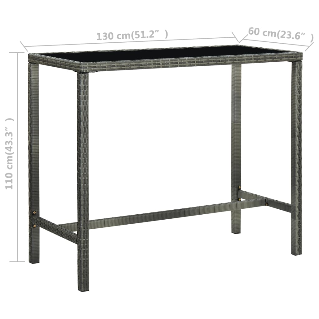 Set da Bar da Giardino 9 pz con Cuscini in Polyrattan Grigio - homemem39