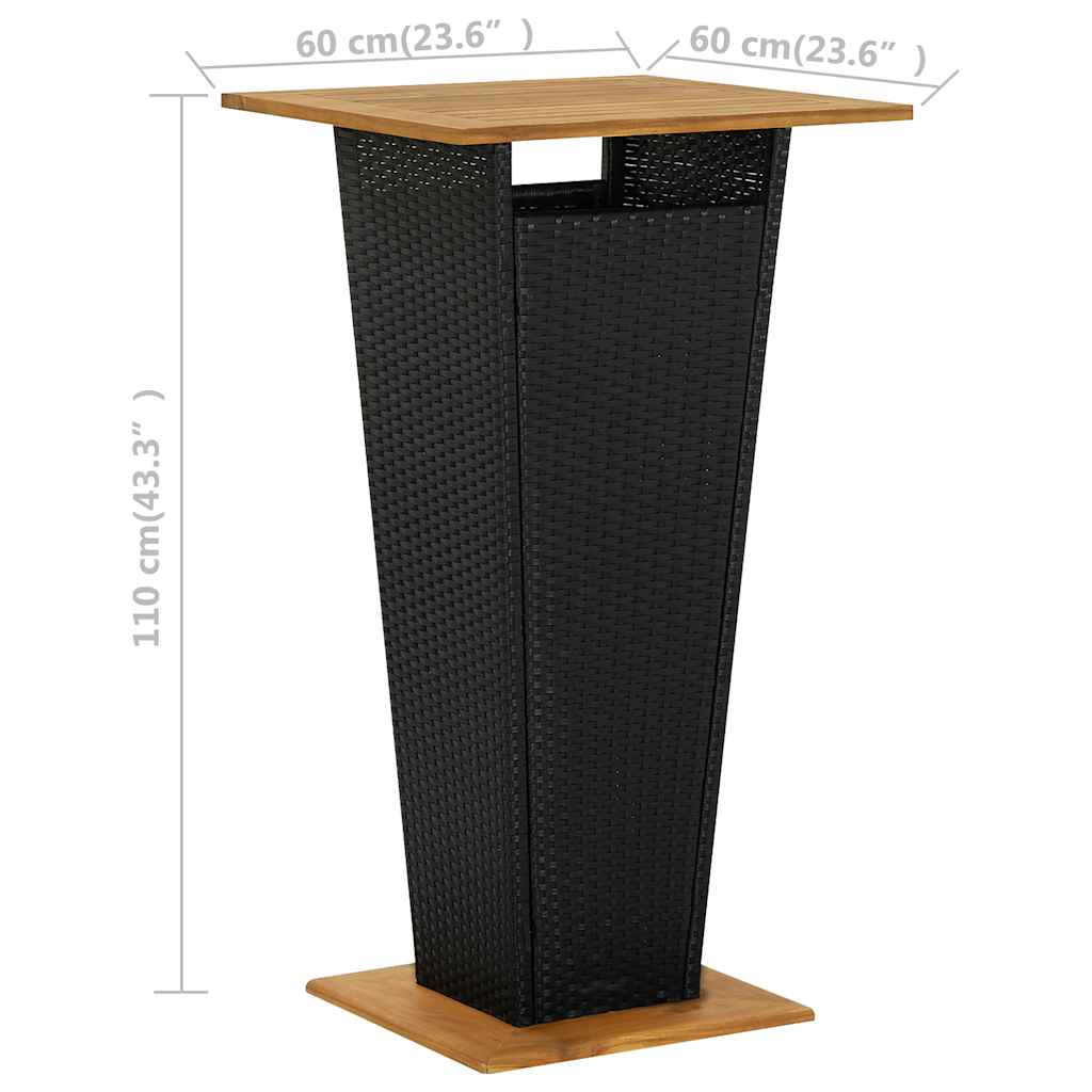 Set Bar da Giardino 3 pz con Cuscini in Polyrattan Nero | homemem39