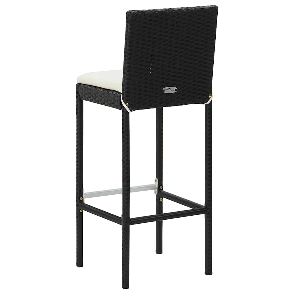 Set da Bar da Giardino 5 pz con Cuscini in Polyrattan Nero