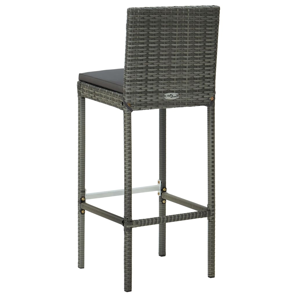 Set da Bar per Giardino 9 pz con Cuscini in Polyrattan Grigio | homemem39