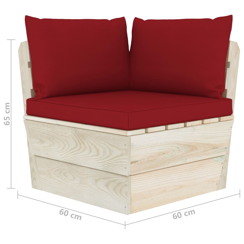 Divano Angolare da Giardino su Pallet e Cuscini Legno di Abete | homemem39