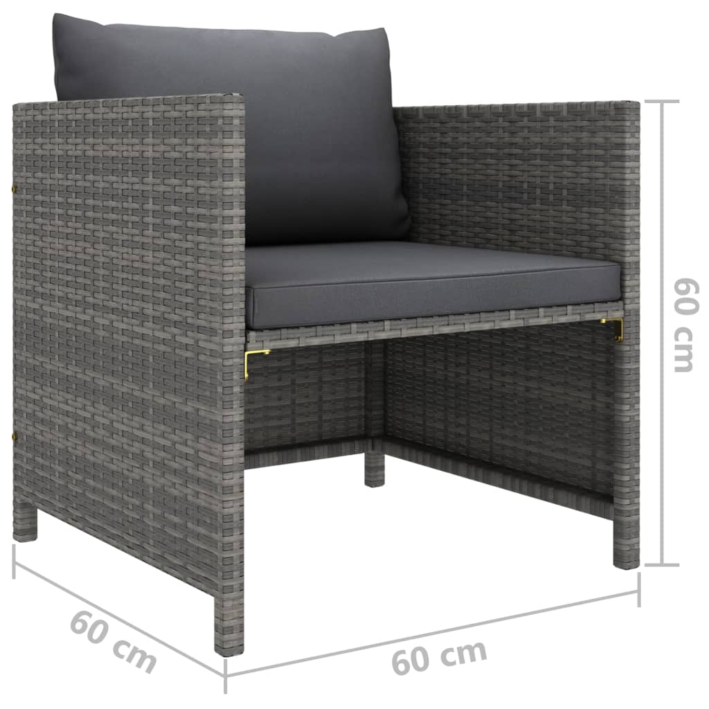 Set Divani da Giardino 6 pz con Cuscini in Polyrattan Grigio