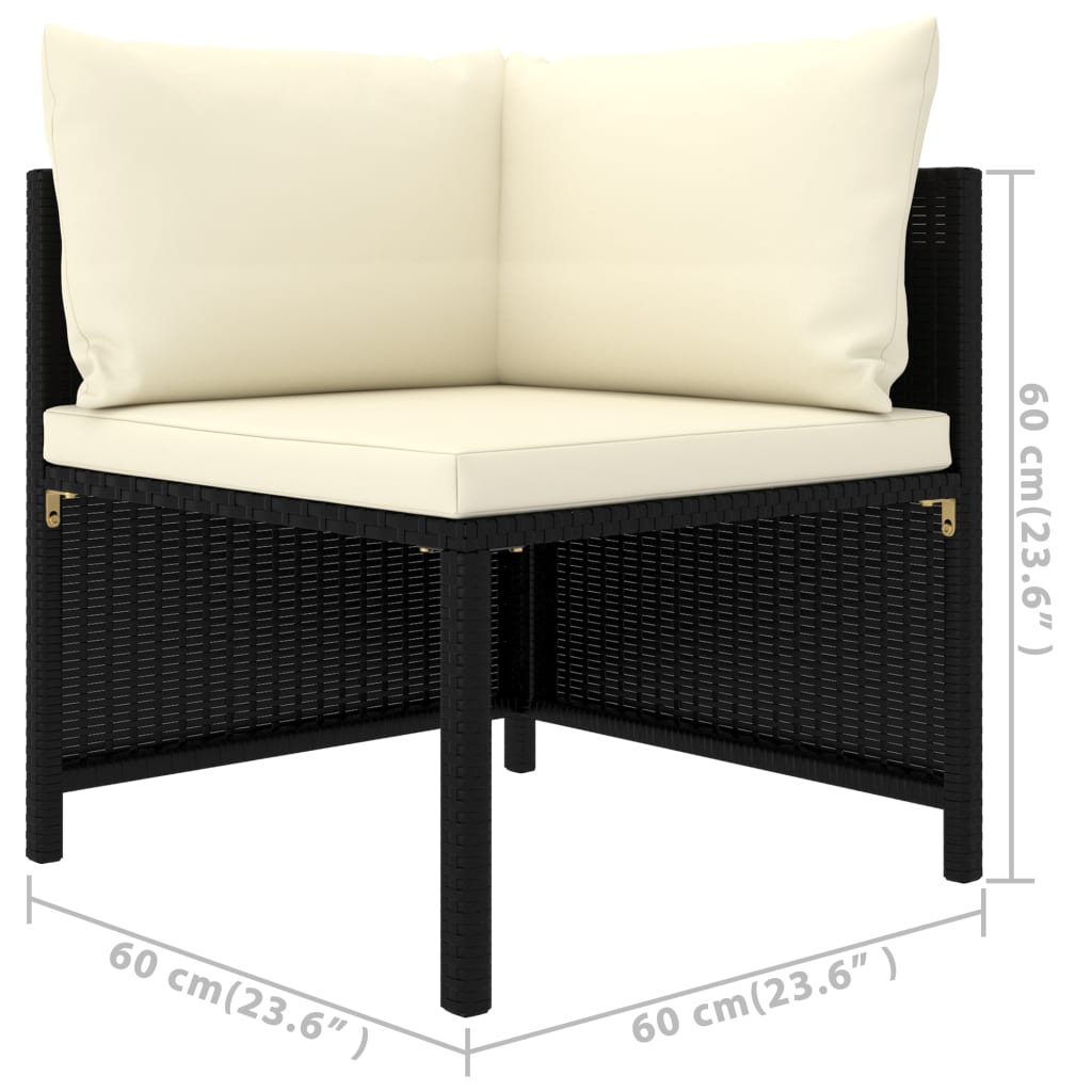 Set Divani da Giardino 6 pz con Cuscini in Polyrattan Nero | homemem39