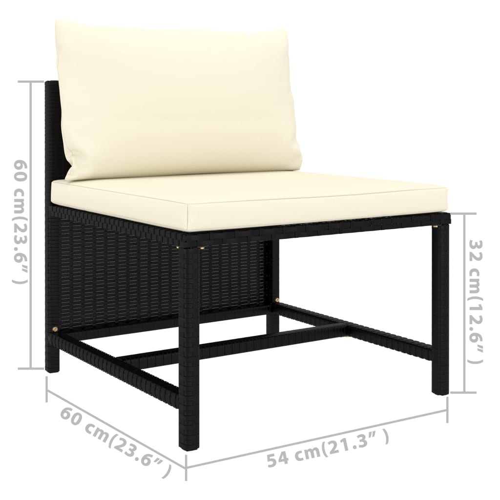 Set Divani da Giardino 7 pz con Cuscini in Polyrattan Nero | homemem39