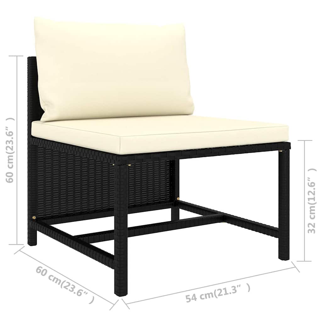 Set Divani da Giardino 9 pz con Cuscini in Polyrattan Nero | homemem39