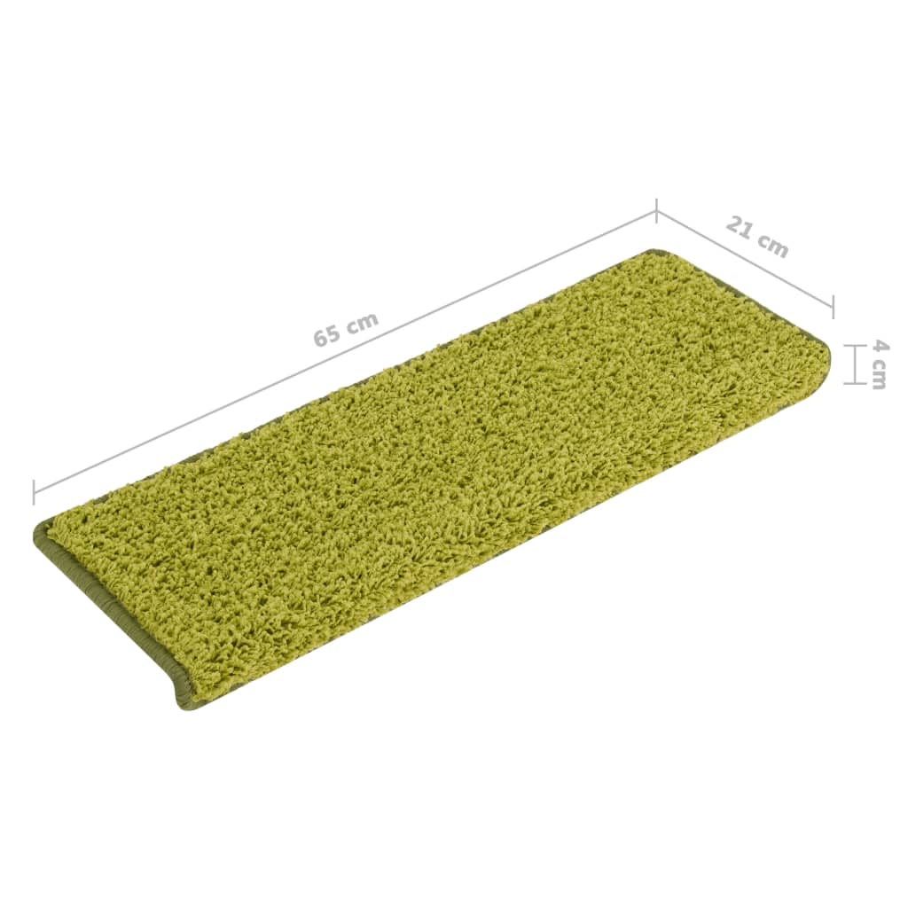 Tappetini per scale 15 pz 65x21x4 cm Verde Bordo rettangolare | homemem39